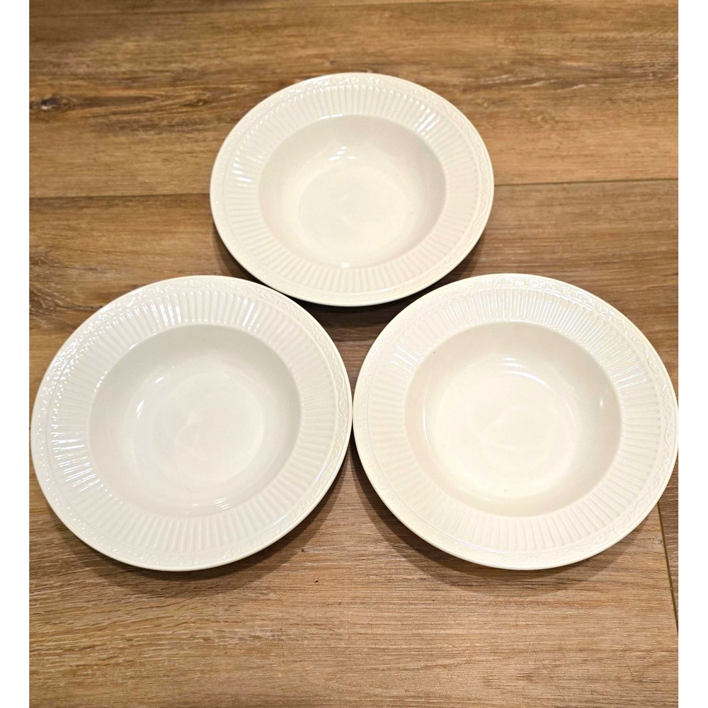 Mikasa Italian Countryside Set of 3 White 9.25" Soup/Pasta Bowls Off White